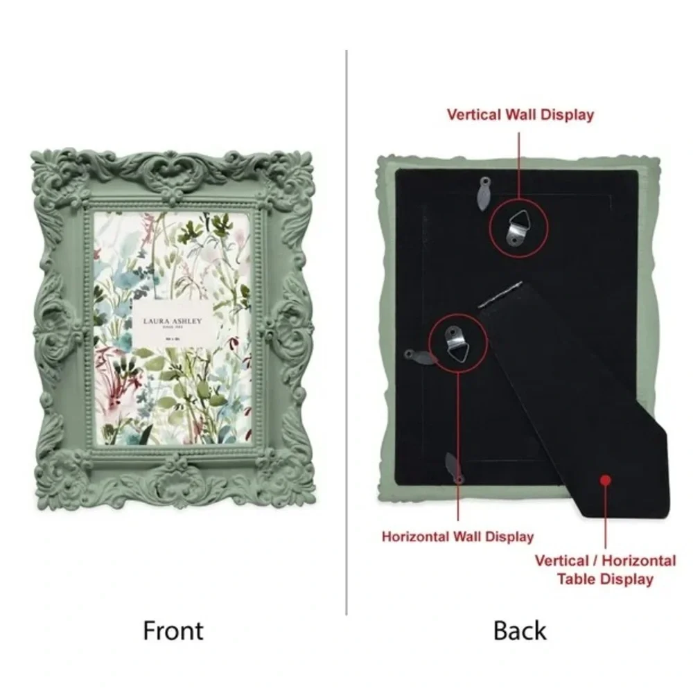 Laura Ashley 4x6 Sage Green Ornate Picture Frame – Brand New